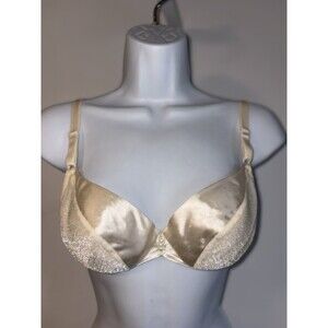 Vtg Oscar de la Renta Creamy Ivory Bra 34B Pearl Embellished Underwire Lined